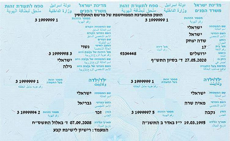 ספח תעודת זהות - דוגמא